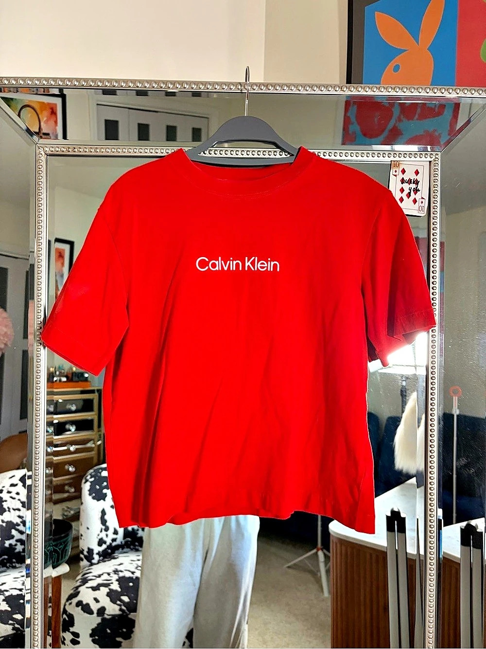 Calvin Klein Red Short Sleeve Tee Size Small Like New
